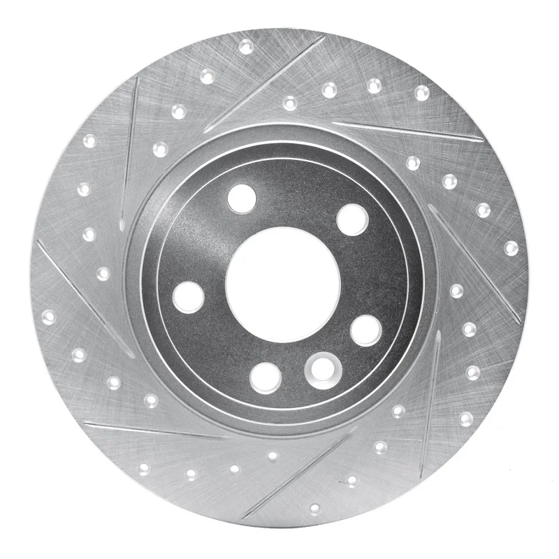 R1 Concepts 631-11027L, R1 15-20 Jaguar E-Pace Rear Left Drilled & Slotted Silver Brake Rotor