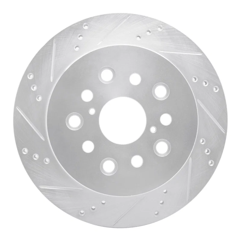 R1 Concepts 631-75010L, R1 01-06 Lexus LS430 Rear Left Drilled & Slotted Silver Brake Rotor
