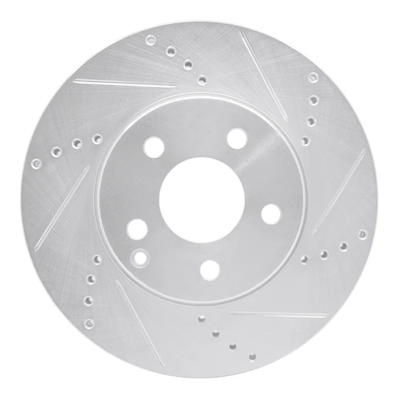 R1 Concepts 631-63050R, R1 03-09 Mercedes-Benz E350 Front Right Drilled & Slotted Silver Brake Rotor