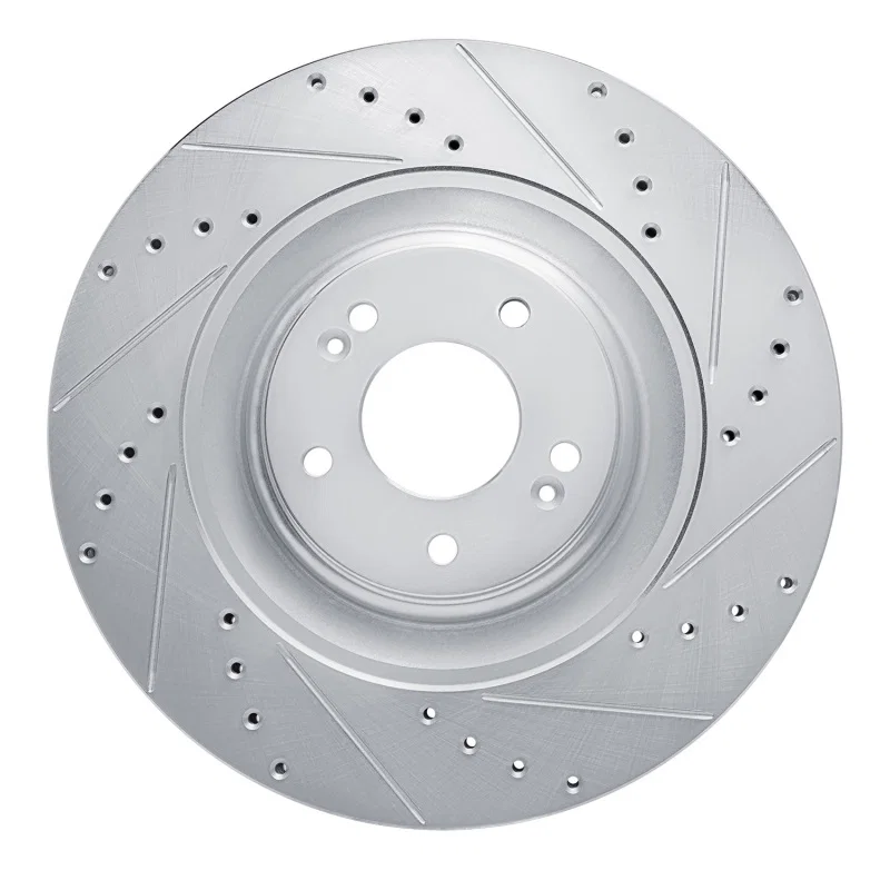 R1 Concepts 631-03070R, R1 2022-2025 Hyundai Elantra N Front Right Drilled & Slotted Silver Brake Rotor