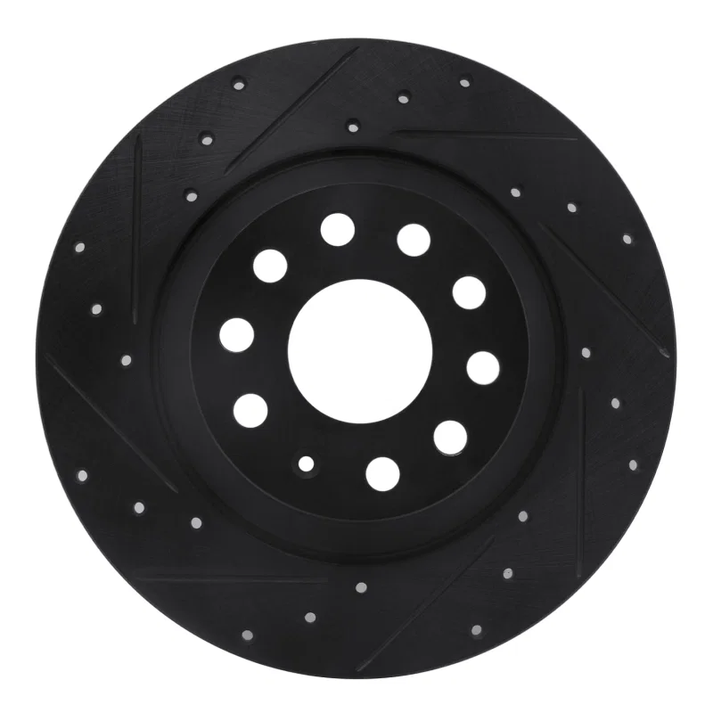 R1 Concepts 633-73082L, R1 16-25 Audi TT Quattro Rear Left Drilled & Slotted Black Brake Rotor