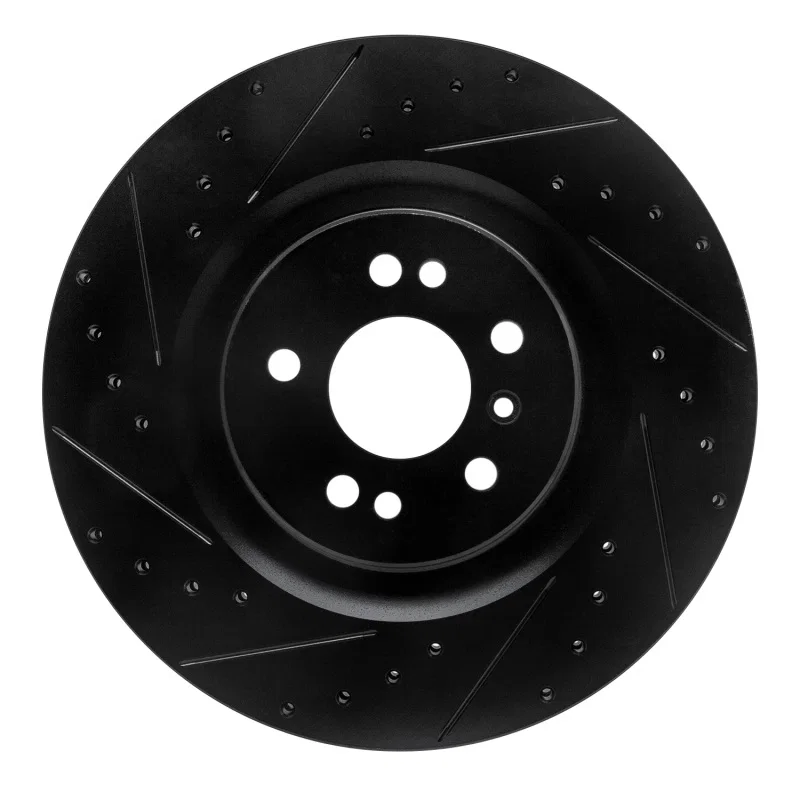 R1 Concepts 633-63130L, R1 06-12 Mercedes-Benz GL350 Front Left Drilled & Slotted Black Brake Rotor