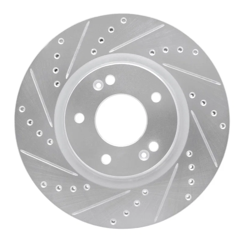 R1 Concepts 631-03066L, R1 2020-2025 Hyundai Elantra Front Left Drilled & Slotted Silver Brake Rotor