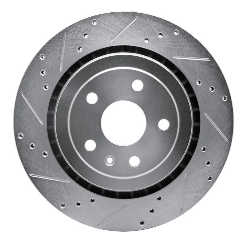 R1 Concepts 631-47074L, R1 16-24 Cadillac ATS Rear Left Drilled & Slotted Silver Brake Rotor