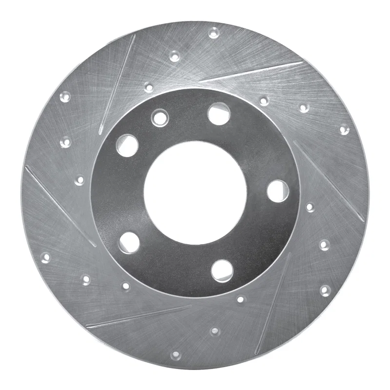 R1 Concepts 631-31013L, R1 76-76 BMW 530I Front Left Drilled & Slotted Silver Brake Rotor