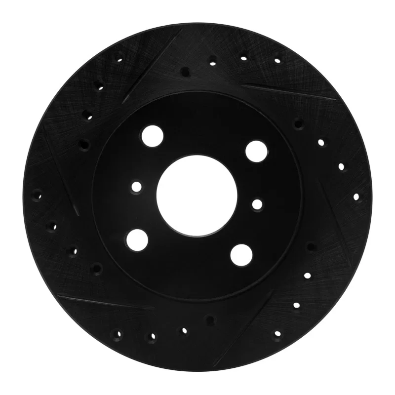 R1 Concepts 633-76026R, R1 86-89 Toyota Celica Front Right Drilled & Slotted Black Brake Rotor
