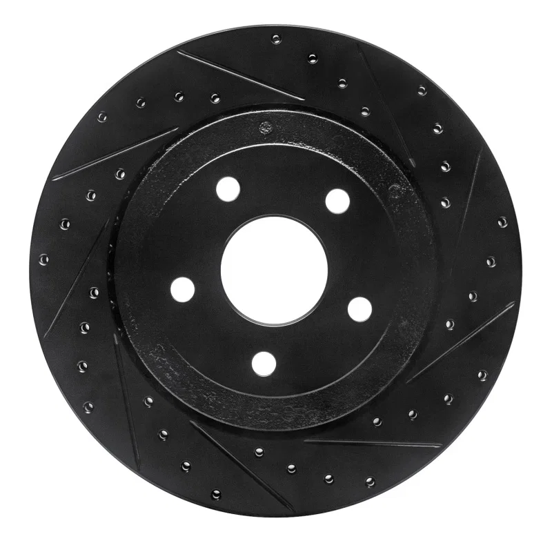 R1 Concepts 633-42003R, R1 06-10 Jeep Grand Cherokee Rear Right Drilled & Slotted Black Brake Rotor