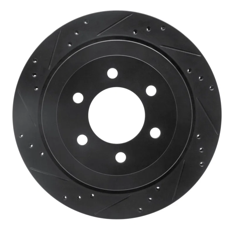 R1 Concepts 633-54205L, R1 07-17 Ford Expedition Rear Left Drilled & Slotted Black Brake Rotor