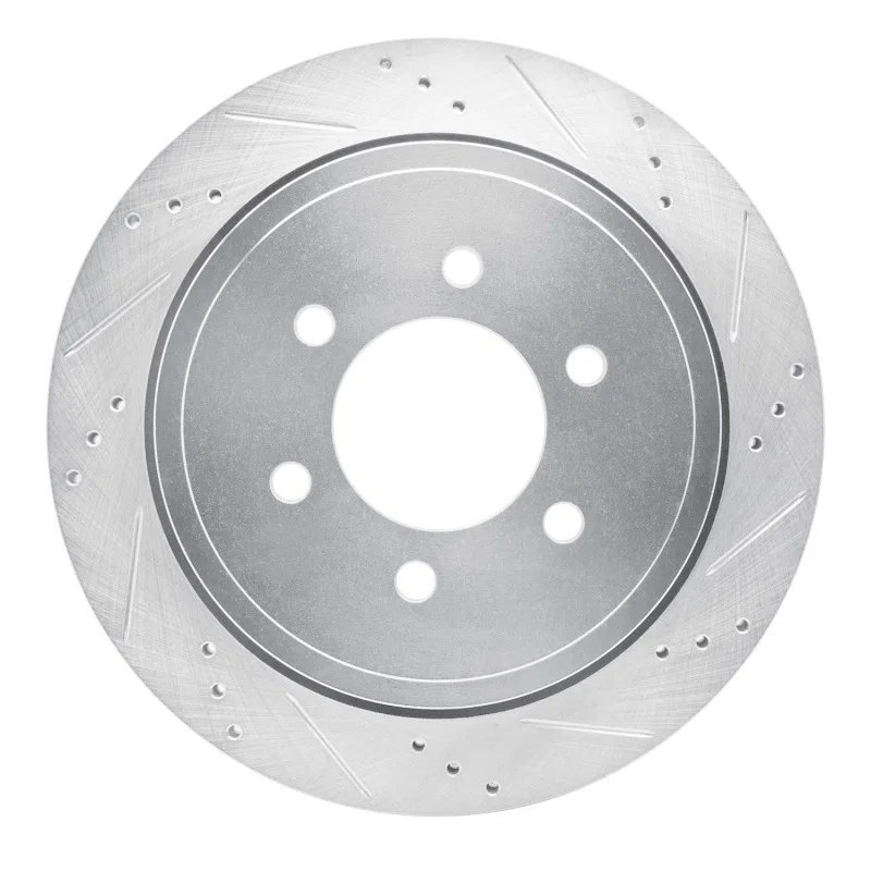R1 Concepts 631-54181R, R1 02-06 Ford Expedition Rear Right Drilled & Slotted Silver Brake Rotor