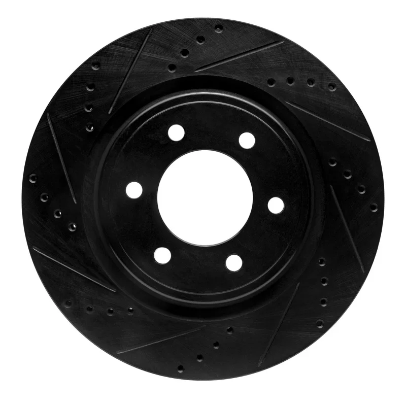 R1 Concepts 633-54287L, R1 2021-2025 Ford Bronco Front Left Drilled & Slotted Black Brake Rotor