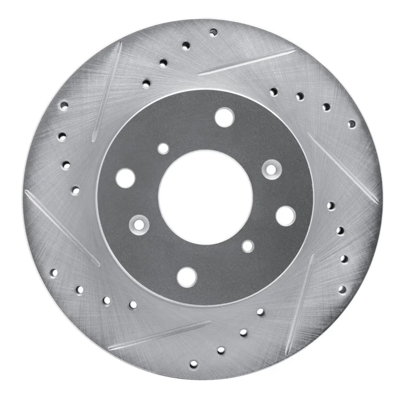 R1 Concepts 631-59023L, R1 98-02 Acura CL Front Left Drilled & Slotted Silver Brake Rotor
