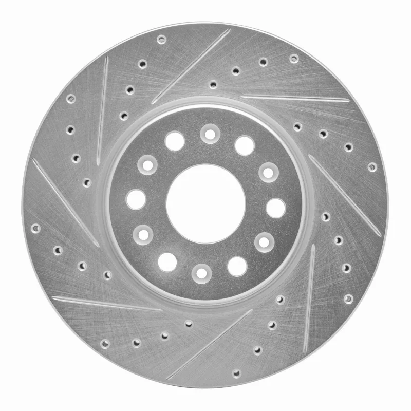 R1 Concepts 631-48090L, R1 2017-2025 Buick Enclave Front Left Drilled & Slotted Silver Brake Rotor