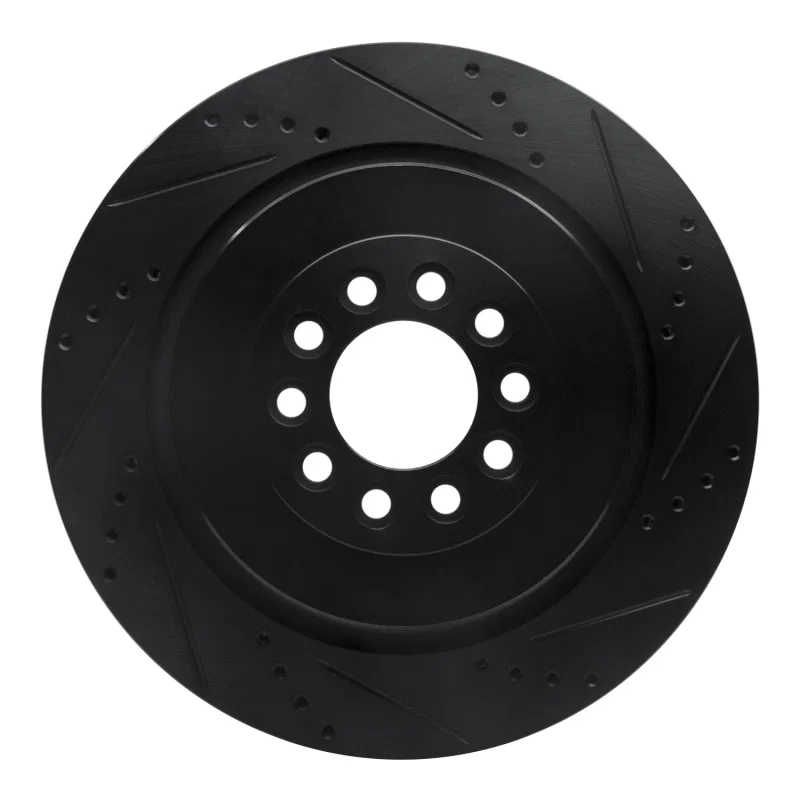 R1 Concepts 633-20014R, R1 03-05 Jaguar S-Type Front Right Drilled & Slotted Black Brake Rotor