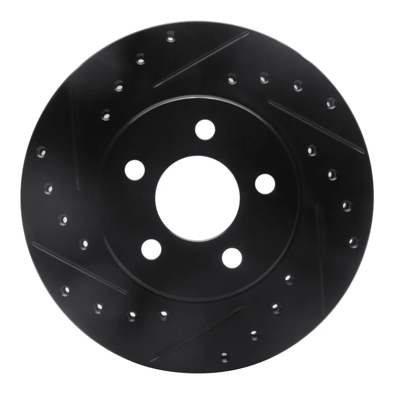 R1 Concepts 633-39009L, R1 95-00 Chrysler CIRRUS Front Left Drilled & Slotted Black Brake Rotor