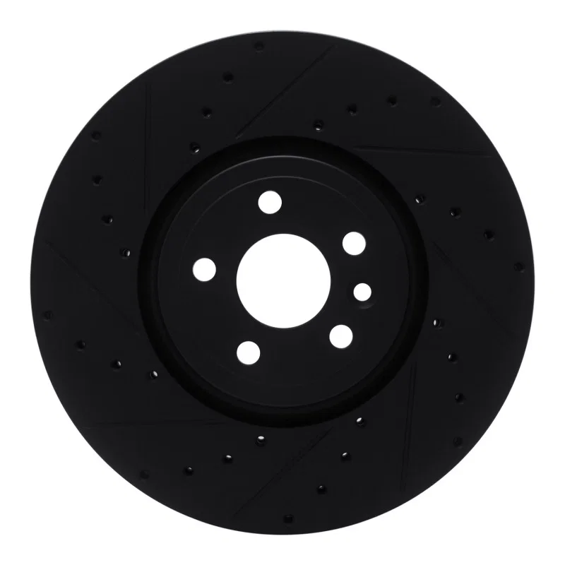 R1 Concepts 633-20033L, R1 2017-2020 Jaguar F-Pace Front Left Drilled & Slotted Black Brake Rotor