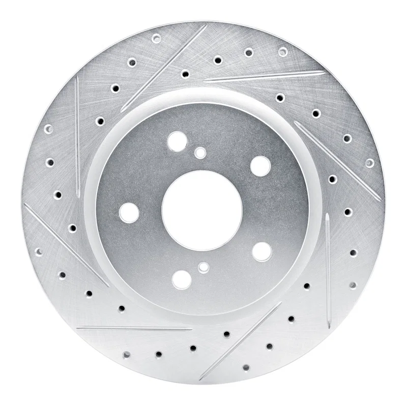 R1 Concepts 631-76154L, R1 18-25 Lexus ES250 Front Left Drilled & Slotted Silver Brake Rotor