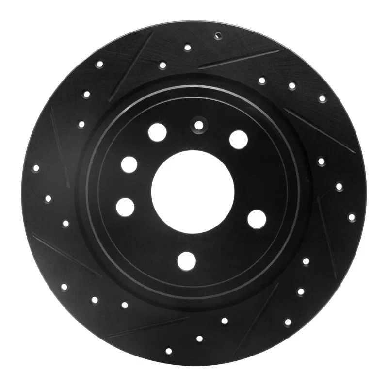 R1 Concepts 633-65012L, R1 99-10 Saab 9-5 Rear Left Drilled & Slotted Black Brake Rotor