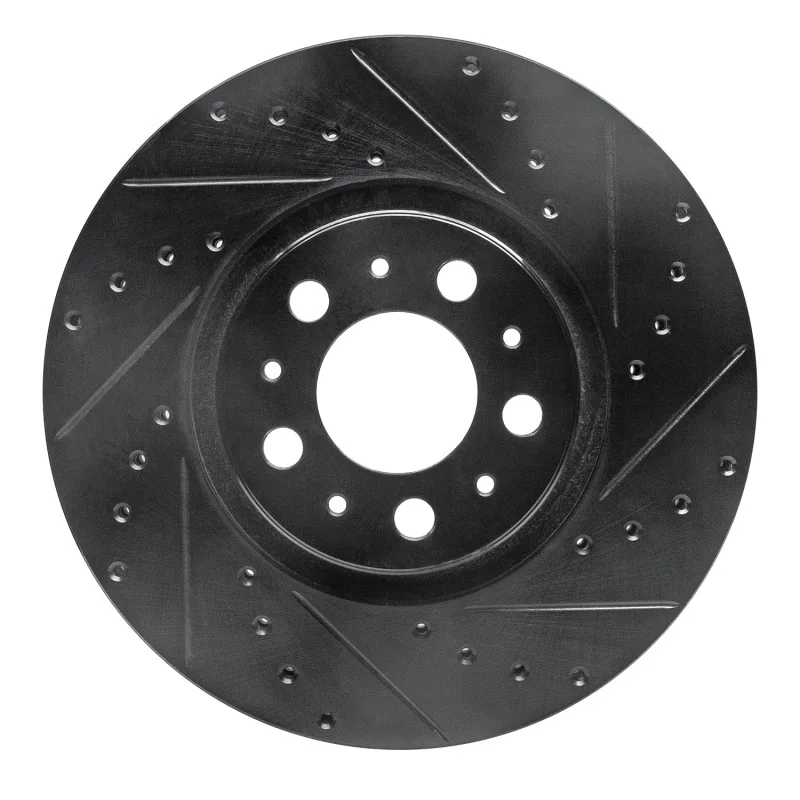 R1 Concepts 633-27038R, R1 03-09 Volvo XC90 Front Right Drilled & Slotted Black Brake Rotor