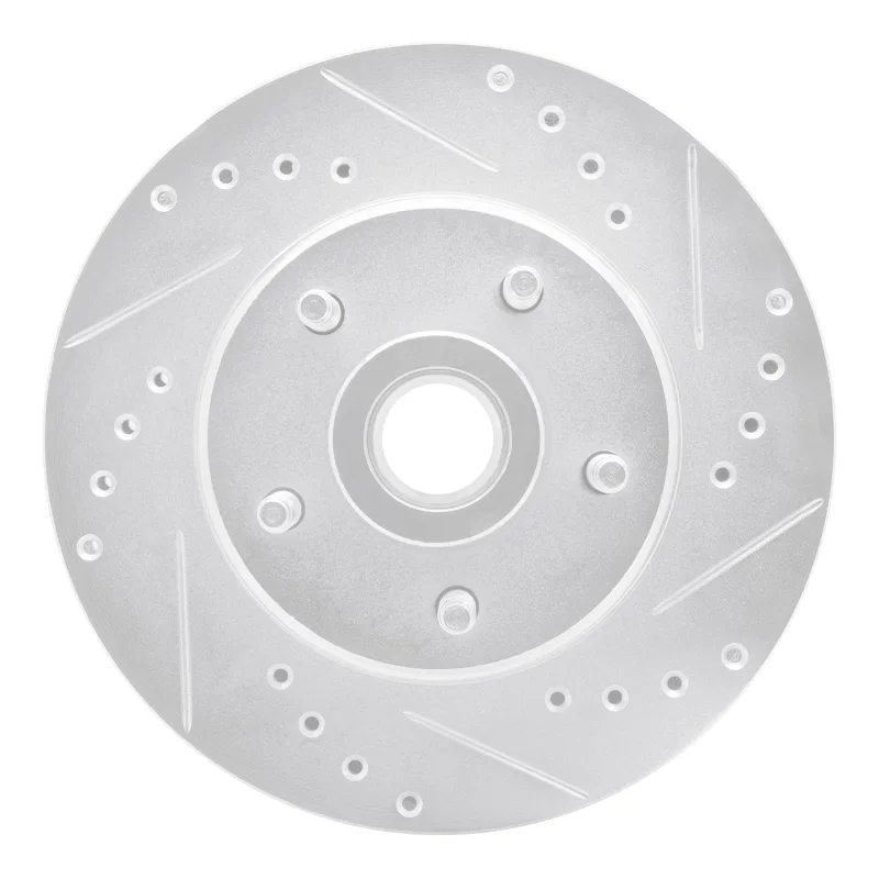 R1 Concepts 631-55000R, R1 87-92 Lincoln Mark VII Front Right Drilled & Slotted Silver Brake Rotor
