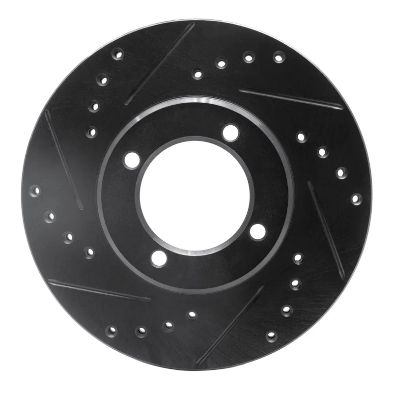 R1 Concepts 633-76024L, R1 84-87 Toyota Cressida Front Left Drilled & Slotted Black Brake Rotor
