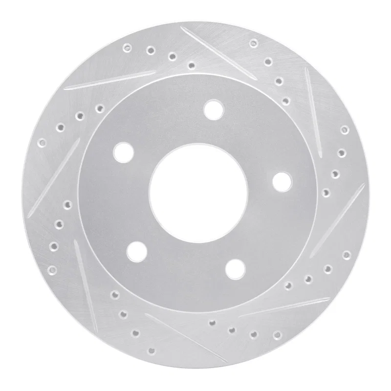 R1 Concepts 631-40090R, R1 00-02 Dodge Ram 1500 Pickup Front Right Drilled & Slotted Silver Brake Rotor