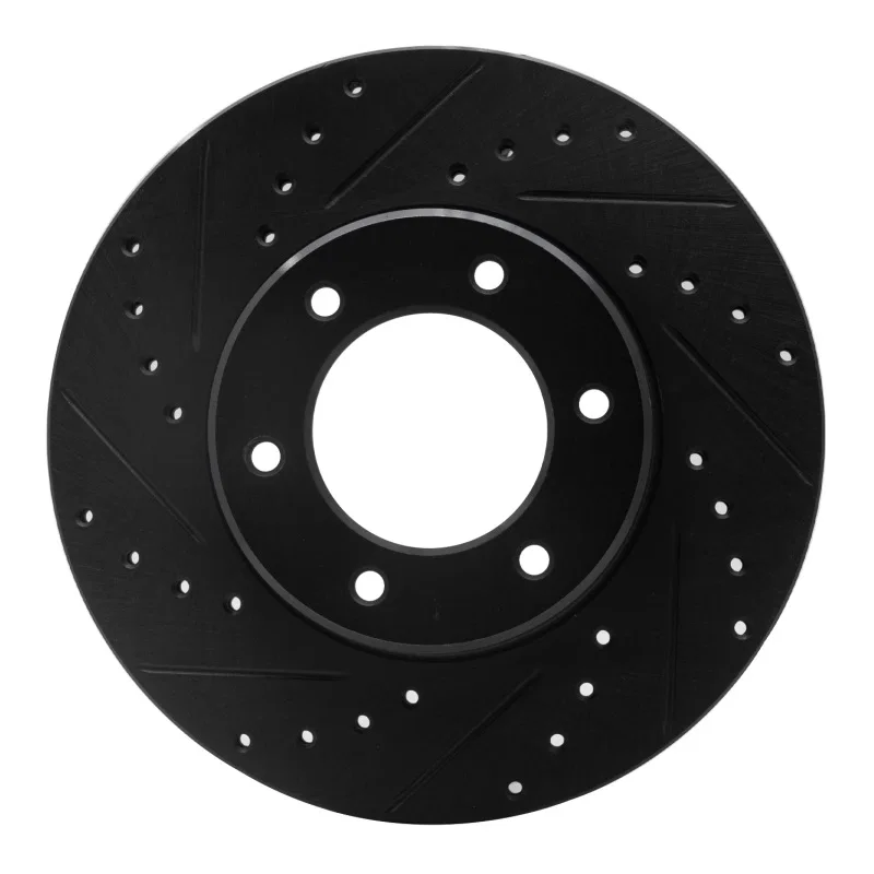 R1 Concepts 633-76119L, R1 93-98 Toyota T100 Front Left Drilled & Slotted Black Brake Rotor
