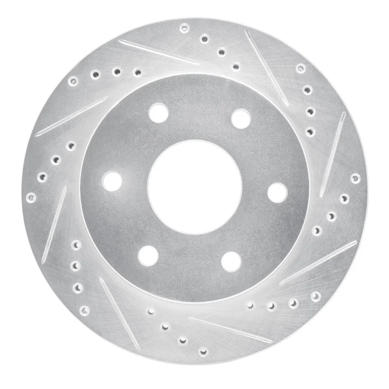 R1 Concepts 631-48036R, R1 99-08 Cadillac Escalade ESV Front Right Drilled & Slotted Silver Brake Rotor