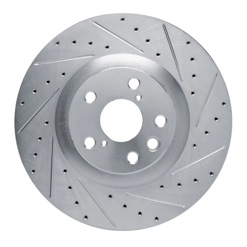 R1 Concepts 631-75055D, R1 11-25 Lexus GS450H Right Front Drilled & Slotted Silver Brake Rotor