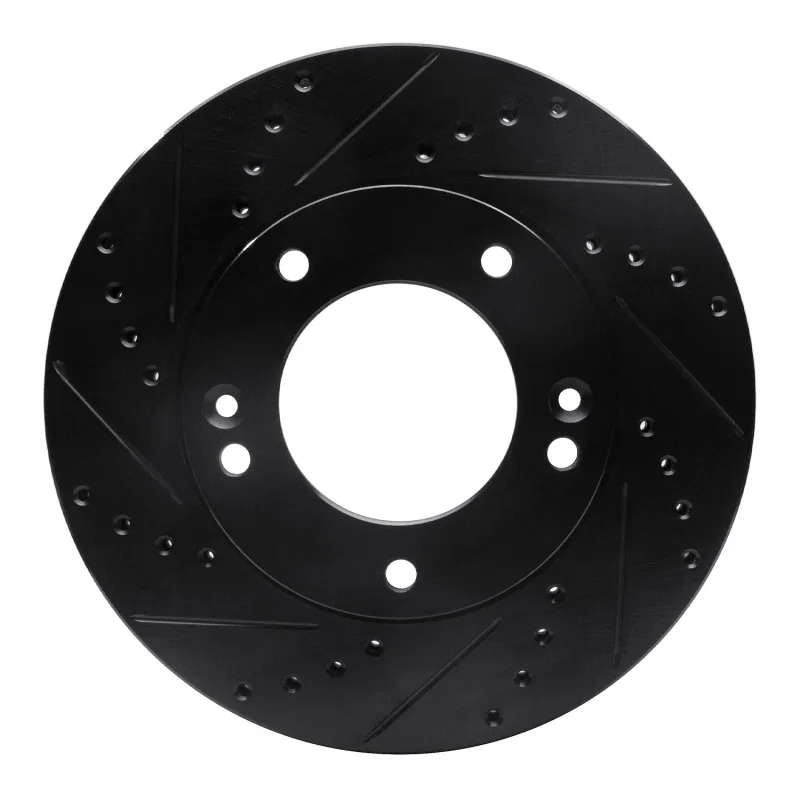 R1 Concepts 633-21020L, R1 03-06 Kia Sorento Front Left Drilled & Slotted Black Brake Rotor