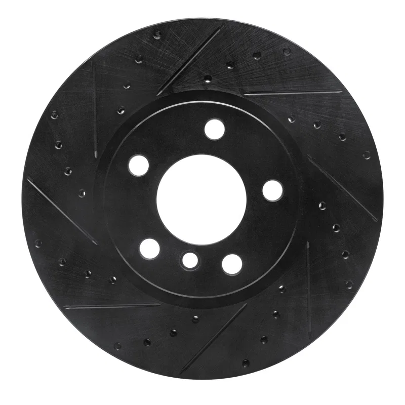 R1 Concepts 633-31151L, R1 11-18 BMW X4 Front Left Drilled & Slotted Black Brake Rotor