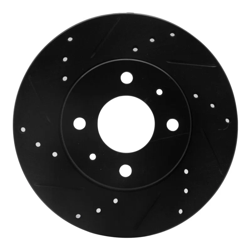 R1 Concepts 633-67045L, R1 95-00 Nissan 200SX Front Left Drilled & Slotted Black Brake Rotor
