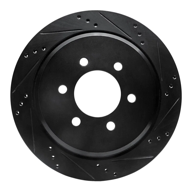 R1 Concepts 633-54181R, R1 02-06 Ford Expedition Rear Right Drilled & Slotted Black Brake Rotor