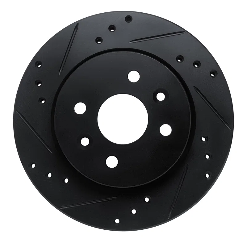 R1 Concepts 633-21004L, R1 01-03 Kia Spectra Front Left Drilled & Slotted Black Brake Rotor