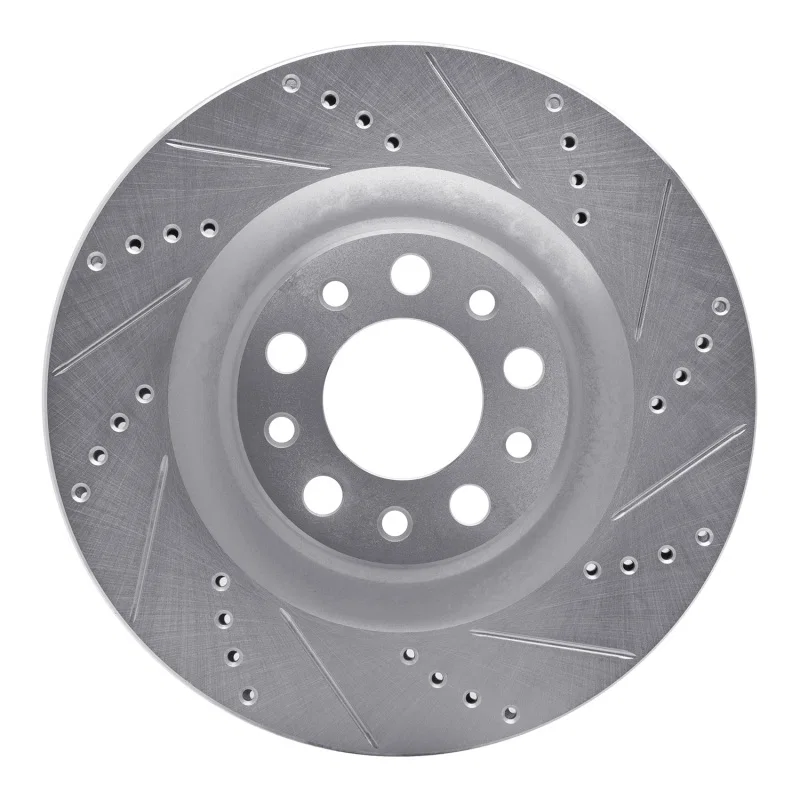 R1 Concepts 631-16013R, R1 2017-2025 Alfa Romeo Stelvio Rear Right Drilled & Slotted Silver Brake Rotor