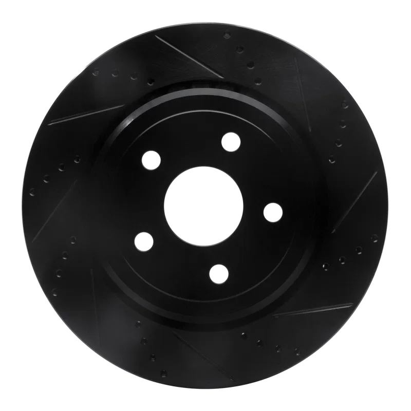 R1 Concepts 633-42008R, R1 12-25 Dodge Durango Rear Right Drilled & Slotted Black Brake Rotor