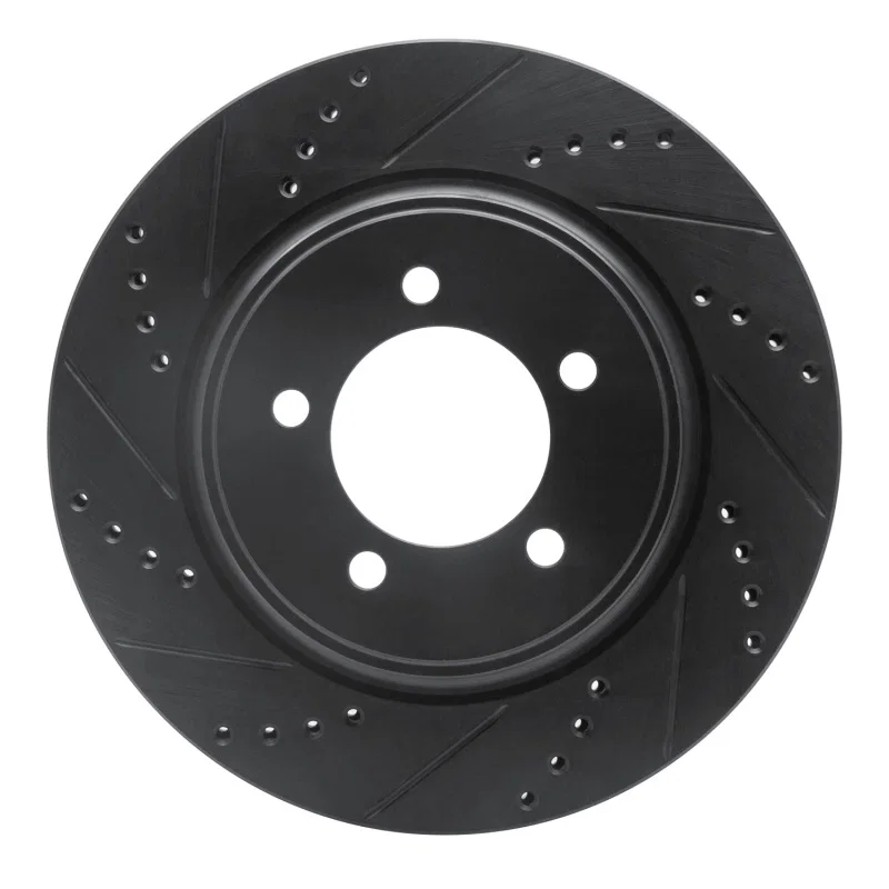 R1 Concepts 633-54203L, R1 06-10 Ford Explorer Front Left Drilled & Slotted Black Brake Rotor