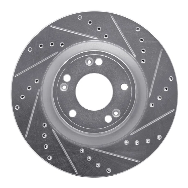 R1 Concepts 631-03030R, R1 09-11 Hyundai Genesis Sedan Front Right Drilled & Slotted Silver Brake Rotor