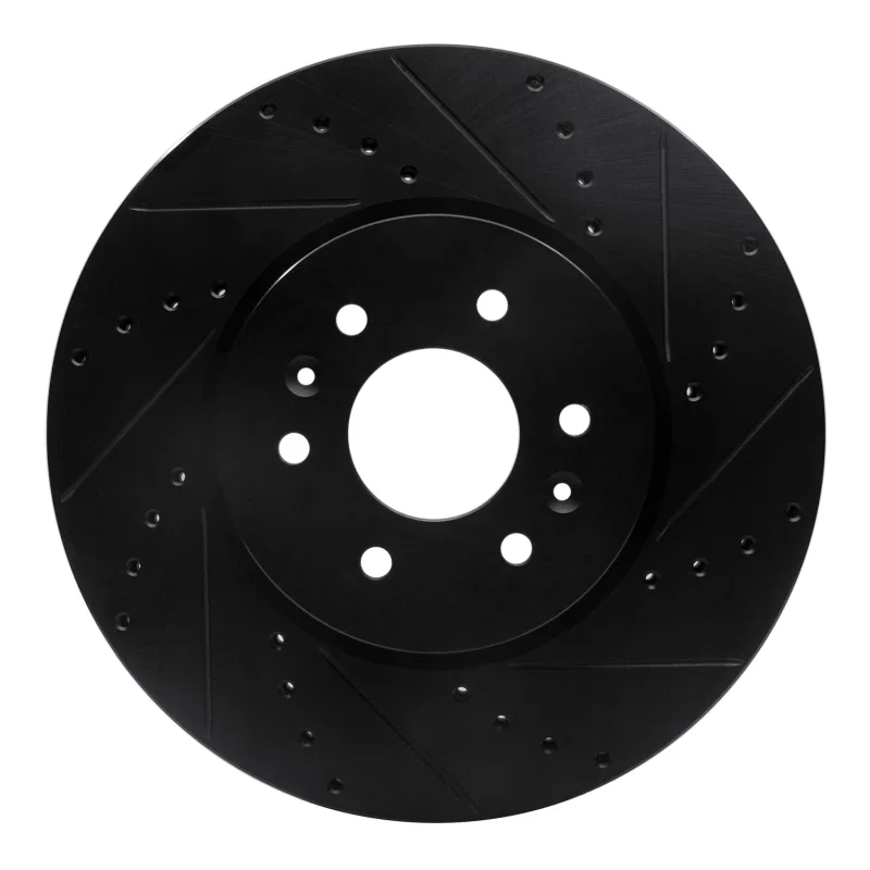 R1 Concepts 633-21028R, R1 09-10 Kia BORREGO Front Right Drilled & Slotted Black Brake Rotor
