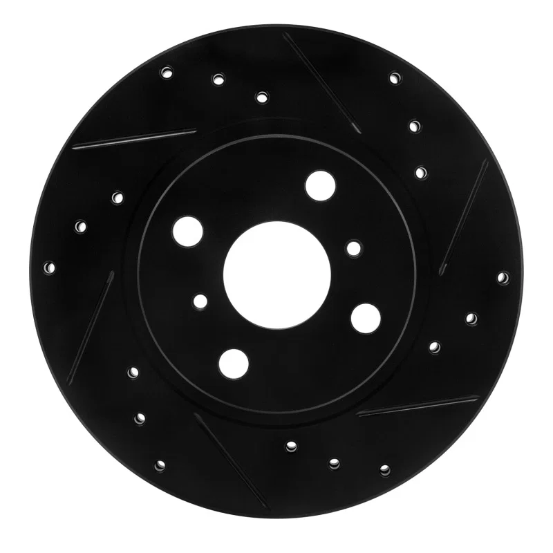 R1 Concepts 633-76032R, R1 87-92 Geo Prizm Front Right Drilled & Slotted Black Brake Rotor