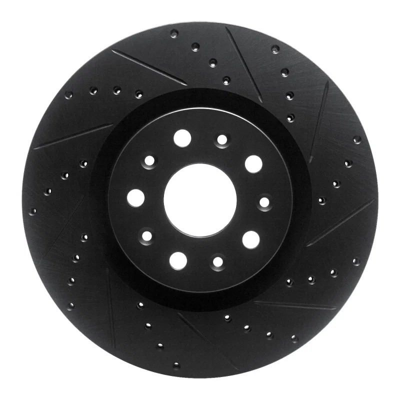 R1 Concepts 633-46036R, R1 14-25 Cadillac CT6 Front Right Drilled & Slotted Black Brake Rotor