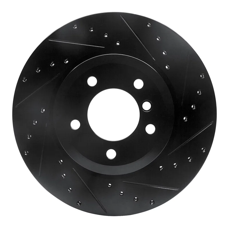 R1 Concepts 633-31048R, R1 01-08 BMW 330I Front Right Drilled & Slotted Black Brake Rotor