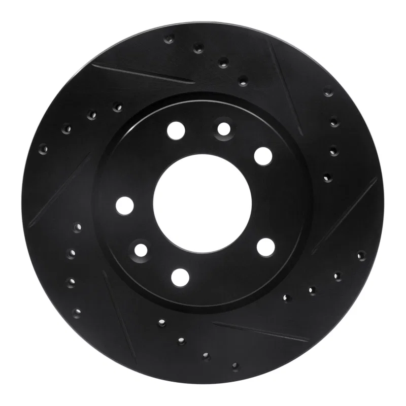 R1 Concepts 633-21019R, R1 02-02 Kia Sedona Front Right Drilled & Slotted Black Brake Rotor