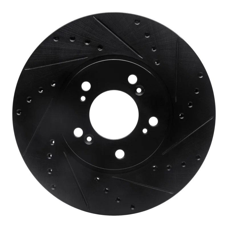 R1 Concepts 633-58015R, R1 99-04 Acura RL Front Right Drilled & Slotted Black Brake Rotor