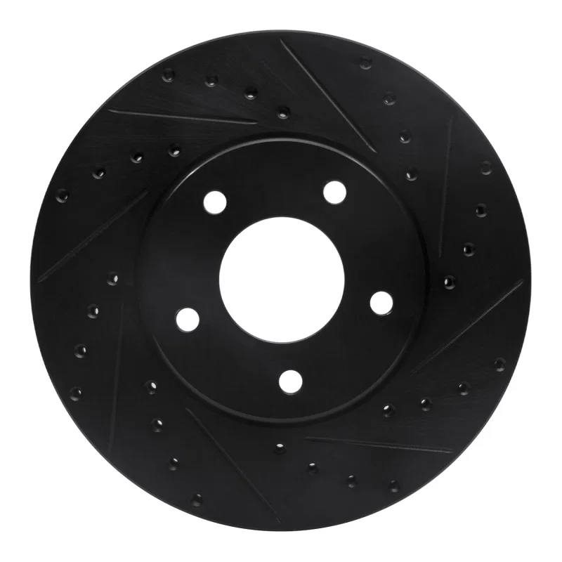 R1 Concepts 633-20010R, R1 97-03 Jaguar Vanden Plas Front Right Drilled & Slotted Black Brake Rotor