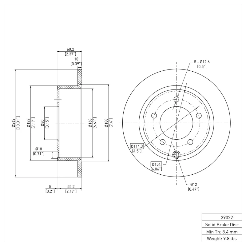 R1 Concepts ERE-39022, R1 2007-2017 Chrysler 200 Rear Brake Rotor