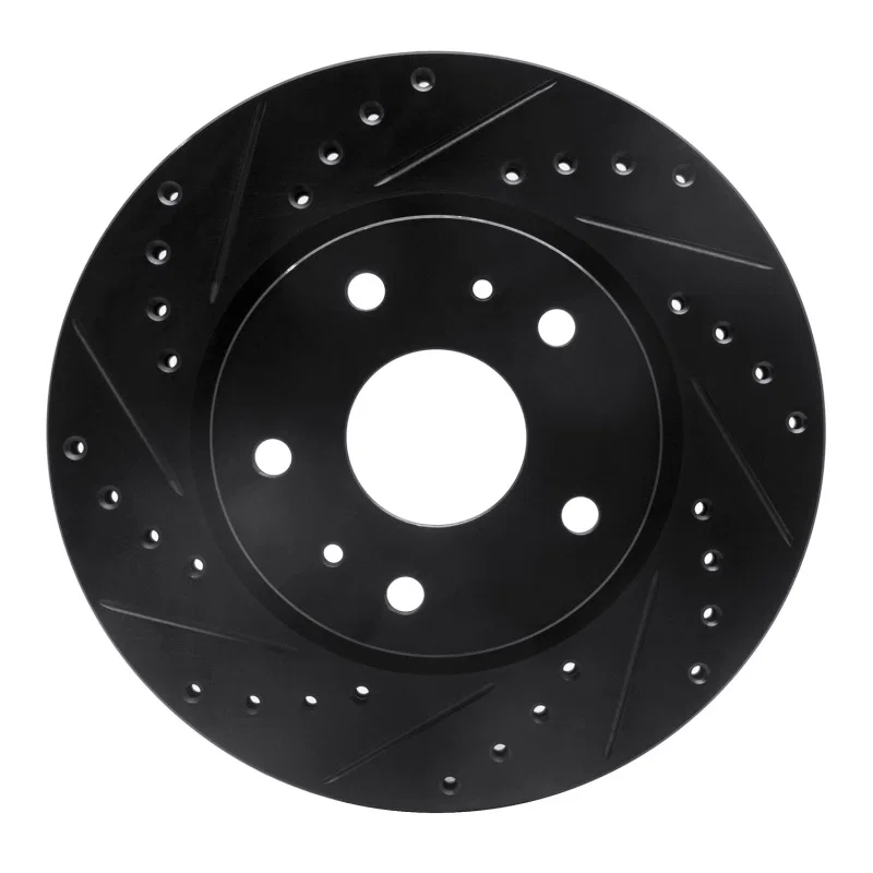 R1 Concepts 633-01004L, R1 07-19 Suzuki SX4 Front Left Drilled & Slotted Black Brake Rotor