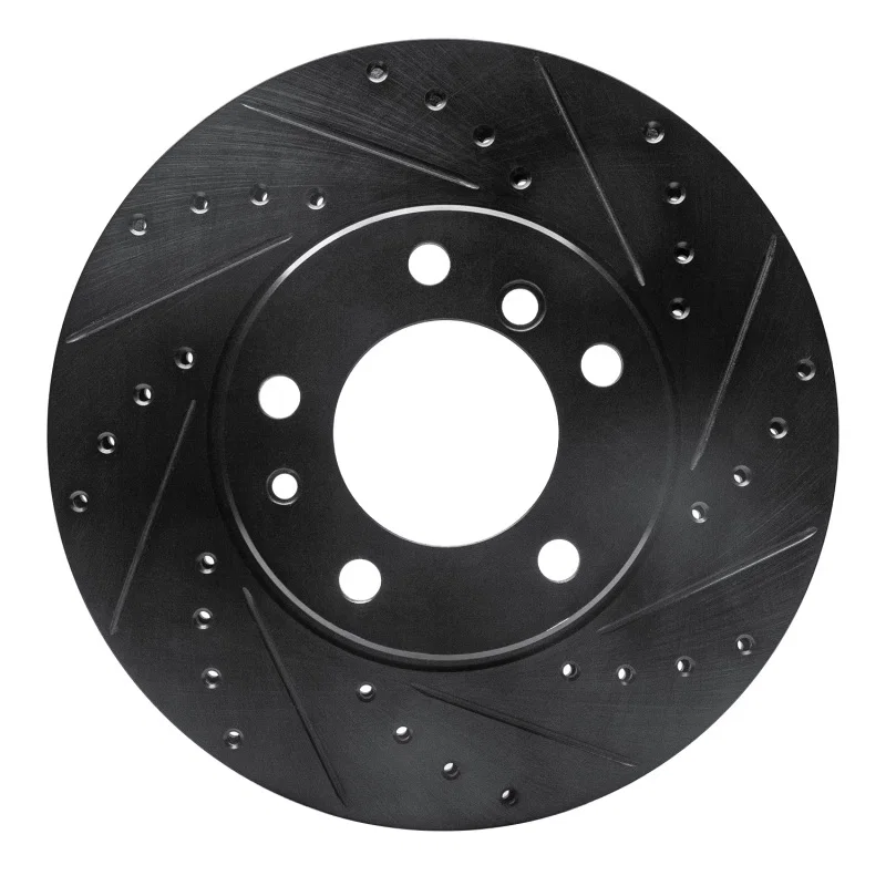 R1 Concepts 633-31023R, R1 89-95 BMW 525IT Front Right Drilled & Slotted Black Brake Rotor