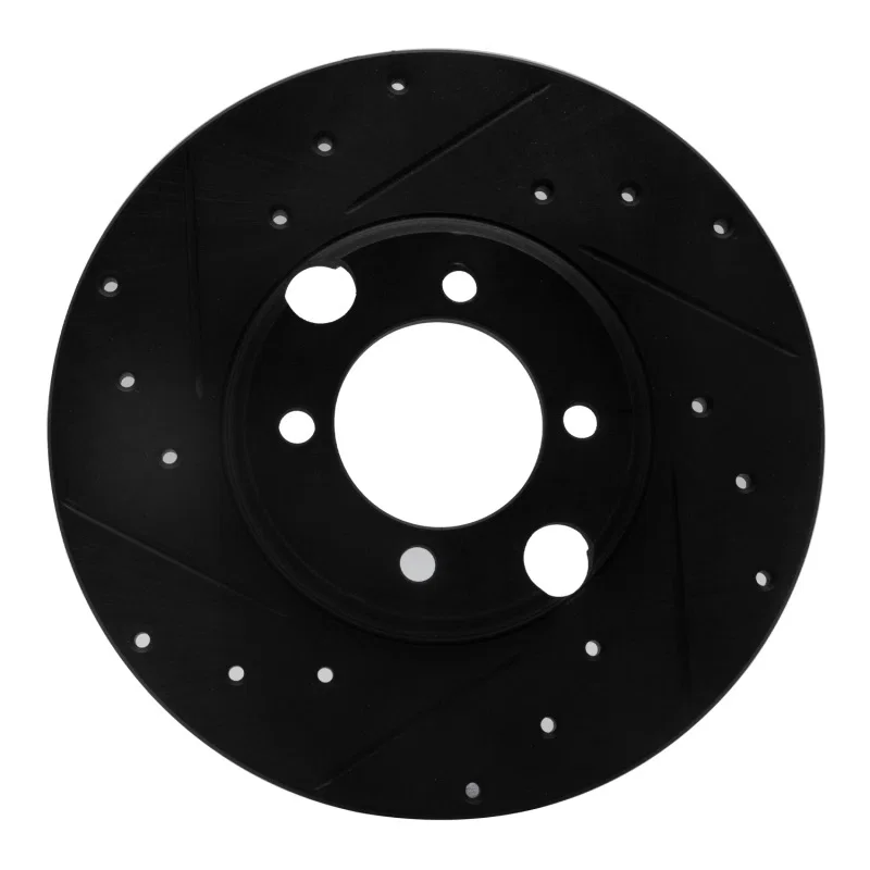 R1 Concepts 633-20005L, R1 83-93 Jaguar XJRS Rear Left Drilled & Slotted Black Brake Rotor