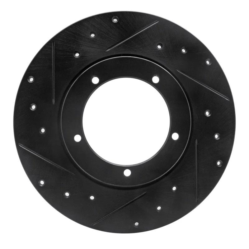 R1 Concepts 633-02000L, R1 65-76 Porsche 911 Front Left Drilled & Slotted Black Brake Rotor