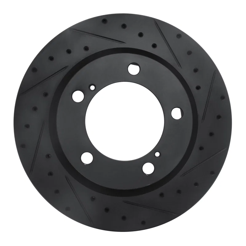 R1 Concepts 633-76140R, R1 08-21 Lexus LX570 Front Right Drilled & Slotted Black Brake Rotor